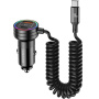 USAMS US-CC167 autós töltő szett USB-C / USB-A portokkal és USB-C kábellel - 60W - 1 m - fekete
