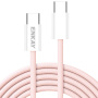 ENKAY fonott töltő- és adatkábel - USB-C - USB-C - 2 m - rózsaszín