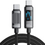 ESSAGER Dazzling fonott töltő- és adatkábel - USB-C - USB-C - 1 m - fekete