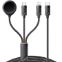 ESSAGER 3 az 1-ben univerzális fonott töltő- és adatkábel - USB-C mágneses puckhoz / USB-C / Lightning - 1,2 m - fekete
