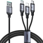JOYROOM S-A21 3 az 1-ben univerzális fonott töltőkábel - USB-A - USB-C / Lightning / micro USB - 1,2 m - fekete
