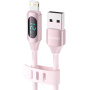 Toocki TQ-X55 töltő- és adatkábel - USB-A - Lightning - 1 m - rózsaszín