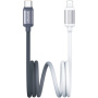 USAMS US-SJ757 kétszínű fonott töltő- és adatkábel - USB-C - Lightning - 1,2 m - szürke-fehér