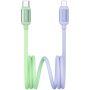 USAMS US-SJ757 kétszínű fonott töltő- és adatkábel - USB-C - Lightning - 1,2 m - zöld-lila
