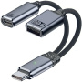 2 az 1-ben töltő- és adatátalakító - USB-C / USB-A - USB-C-hez - sötétszürke