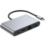 4 az 1-ben redukció - HDMI / RJ45 / USB-C / USB-A - USB-C-hez - szürke