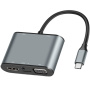 FX-1815B 8 az 1-ben hub - TF kártyahely / HDMI / VGA / 3,5 mm-es jack / USB-C / 3x USB-A - USB-C-hez MacBookhoz - szürke