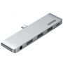 UGREEN CM424 5 az 1-ben hub - HDMI / 3,5 mm jack / USB-C / 2x USB-A - USB-C - szürke
