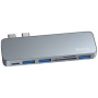 Yesido HB10 6 az 1-ben hub - SD / TF kártyahely / USB-C / 3x USB-A - 2x USB-C MacBookhoz - szürke