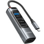 Yesido HB23 5 az 1-ben hub - Display Port / USB-C / 3x USB-A - USB-C-hez - szürke
