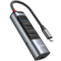 Yesido HB24 5 az 1-ben hub - Mini Display Port / USB-C / 3x USB-A - USB-C-hez - szürke