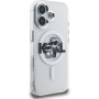 Karl Lagerfeld IML Glitter Karl and Choupette Sketch csillogó MagSafe tok iPhone 16-hoz - ezüst