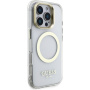 Guess IML Gold Outline tok kihajtható állvánnyal és MagSafe funkcióval iPhone 16 Pro készülékhez - átlátszó