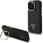 Guess 4G Strass Triangle Logo szilikon tok kihajtható állvánnyal és MagSafe funkcióval iPhone 16 Pro Max készülékhez - szürke