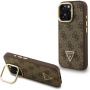 Guess 4G Strass Triangle Logo kihajtható állványos tok MagSafe funkcióval iPhone 16 Pro Max készülékhez - barna