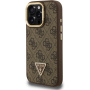 Guess 4G Strass Triangle Logo kihajtható állványos tok MagSafe funkcióval iPhone 16 Pro Max készülékhez - barna