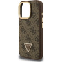 Guess 4G Strass Triangle Logo kihajtható állványos tok MagSafe funkcióval iPhone 16 Pro Max készülékhez - barna