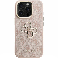 Guess 4G Metal Logo tok kihajtható állvánnyal iPhone 16 Pro Max-hoz - rózsaszín