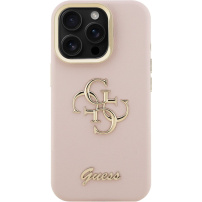 Guess Grained 4G Logo védőtok kihajtható állvánnyal iPhone 16 Pro - rózsaszín