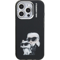 Karl Lagerfeld IML Aquarelle Karl and Choupette iPhone 16 Pro tok - fekete