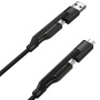 Nomad Kevlar 2 az 1-ben fonott töltőkábel - USB-C / USB-A - USB-C / micro USB - 30 cm - fekete