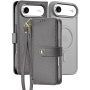 DUX DUCIS Lawa 2 az 1-ben levehető flip tok MagSafe-fel és pénztárcával iPhone Air-hez - szürke