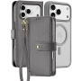DUX DUCIS Lawa 2 az 1-ben levehető, flip típusú tok MagSafe-fel és pénztárcával iPhone 17 Pro Max készülékhez - szürke