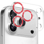 NORTHJO edzett üveg csillogó kerettel a fényképezőgép lencséinek védelmére iPhone 17 Pro készülékhez - piros