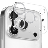 NORTHJO edzett üveg csillogó kerettel a fényképezőgép lencséinek védelmére iPhone 17 Pro készülékhez - ezüst
