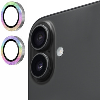 ENKAY üveg csillogó kerettel a hátsó kamera lencséinek védelmére iPhone 17-hez - szivárványos