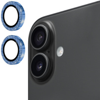 ENKAY üveg csillogó kerettel a hátsó kamera lencséinek védelmére iPhone 17-hez - kék