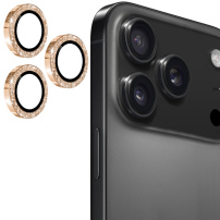 ENKAY üveg csillogó keretekkel a hátsó kamera lencséinek védelmére iPhone 17 Pro / 17 Pro Max készülékekhez - arany