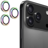 ENKAY üveg csillogó keretekkel a hátsó kamera lencséinek védelmére iPhone 17 Pro / 17 Pro Max készülékekhez - szivárványos
