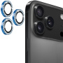 ENKAY kövekkel kirakott üveg a hátsó kamera lencséinek védelmére iPhone 17 Pro / 17 Pro Max készülékekhez - kék