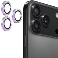 ENKAY kövekkel kirakott üveg a hátsó kamera lencséjének védelmére iPhone 17 Pro / 17 Pro Max készülékhez - lila