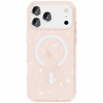 Átlátszó, csillogó, MagSafe kompatibilis tok iPhone 17 Pro Max készülékhez - rózsaarany
