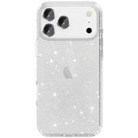 Átlátszó, csillogó tok iPhone 17 Pro Max készülékhez - ezüst