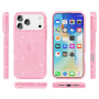 Átlátszó, csillámos tok iPhone 17 Pro Max készülékhez - rózsaszín