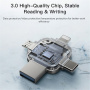 Yesido FL15 4 az 1-ben flash meghajtó USB-C / Lightning / USB-A / micro USB csatlakozókkal - 256GB - ezüst