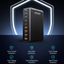 ESSAGER YMX-320W GaN gyorstöltő adapter 4x USB-C / 4x USB-A porttal - 320W - fekete