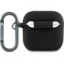 Lacoste Croc Logo szilikon tok karabinerrel AirPods 4 / 5 - fekete