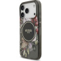 Guess IML Flowers Strap szilikon tok tartóval és MagSafe funkcióval iPhone 17 Pro készülékhez - szürke