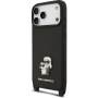 Karl Lagerfeld Saffiano Crossbody Metal Karl és Choupette tok állítható pánttal iPhone 17 Pro Max készülékhez - fekete