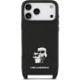 Karl Lagerfeld Saffiano Crossbody Metal Karl és Choupette tok állítható pánttal iPhone 17 Pro Max készülékhez - fekete