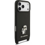 Karl Lagerfeld Saffiano Crossbody Metal Karl és Choupette tok állítható pánttal iPhone 17 Pro Max készülékhez - fekete