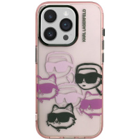 Karl Lagerfeld IML Multi K&CH Heads tok iPhone 15 Pro - rózsaszín