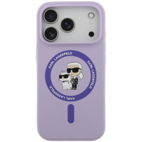 Karl Lagerfeld Karl and Choupette szilikon tok MagSafe-fel iPhone 17 Pro Max készülékhez - lila