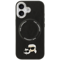 Karl Lagerfeld Karl and Choupette Heads Pins tok MagSafe funkcióval iPhone 17-hez - fekete