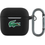 Lacoste Croc Logo szilikon tok karabinerrel AirPods 4 / 5 - fekete