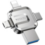Yesido FL15 4 az 1-ben flash meghajtó USB-C / Lightning / USB-A / micro USB csatlakozókkal - 256GB - ezüst